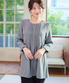 Tiaclasse 【洗える】ピンタックチュニックブラウス