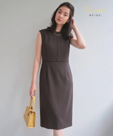 BEIGE， 【セットアップ対応】CINDY / 配色ライン クルーネックドレス