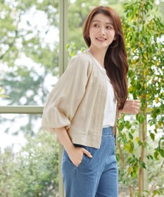 Tiaclasse L 麻調襟ギャザーシアーブルゾン