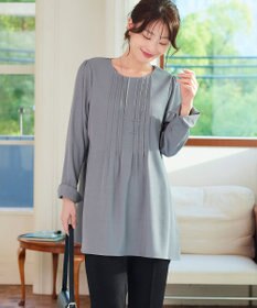 Tiaclasse 【洗える】ピンタックチュニックブラウス