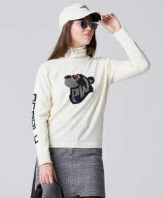 PW CIRCULUS 【WOMEN】【洗える】ベアフェイスモチーフ クルーネック ニット
