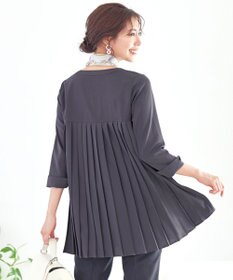 Tiaclasse 【洗える・スマート裏起毛】バックプリーツチュニックブラウス