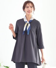 Tiaclasse 【洗える・スマート裏起毛】バックプリーツチュニックブラウス