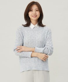 J.PRESS LADIES 【洗える】MIX COLOR SLUB ケーブル ニット