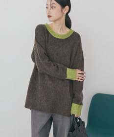 AMERICAN HOLIC 起毛バイカラーニットプルオーバー