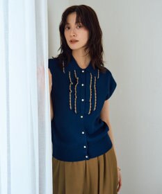 YECCA VECCA 配色フリルカーディガン