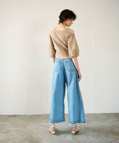 GRACE CONTINENTAL 刺繍パフスリーブニットトップ