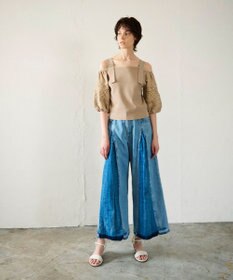 GRACE CONTINENTAL 刺繍パフスリーブニットトップ