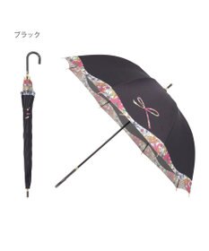 MOONBAT 【耐風傘/ジャンプ傘】ランバン オン ブルー (LANVIN en Bleu) リボン 花柄 長傘 サテンプリント