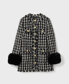 GRACE CONTINENTAL ツイードファーコート