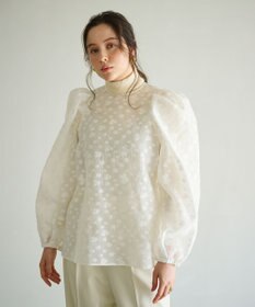 #Newans シアーパフスリーブブラウス