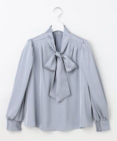Feroux 【洗える】サテン ボウタイブラウス