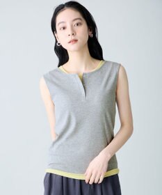 ANY 【2SET】ツインセットヘンリーネックタンクトップ グレー×イエロー