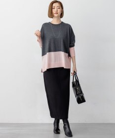 23区 S 【洗える】ウーステッドウール カラーブロック ニット