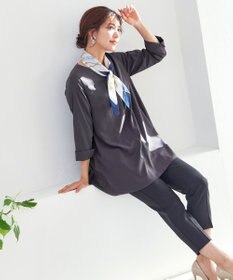 Tiaclasse 【洗える・スマート裏起毛】バックプリーツチュニックブラウス