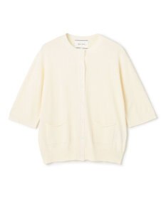BEIGE， 【洗える】VALOIS / ジョーゼットトリム半袖カーディガン