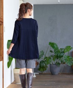 Tiaclasse 【洗える・スマート裏起毛】バックプリーツチュニックブラウス