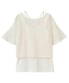 earth music&ecology ＳＥＴ２点レースカーディガン＋レイヤードインナー