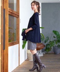 Tiaclasse 【洗える・スマート裏起毛】バックプリーツチュニックブラウス