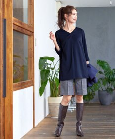 Tiaclasse 【洗える・スマート裏起毛】バックプリーツチュニックブラウス