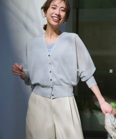 23区 【WEB&一部店舗限定カラーあり】シャイニーシアー ドルマンスリーブ カーディガン スカイブルー系