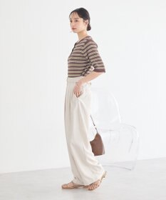 earth music&ecology ヘンリーネック半袖ニットプルオーバー