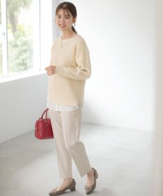 ANY SIS 【洗える】キーネックケーブル ニット