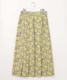 自由区 L 【洗える】リネンライクフラワープリント スカート