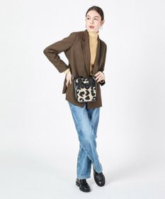 LeSportsac DENIM MINI N/S TOTE/ブラックデニム/レオパードシェルパ