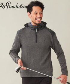 23区GOLF 【23Fondation/MEN】【吸湿発熱】ワッフルジャガード ハーフジップ