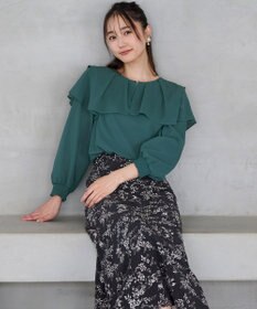 ANY SIS L 【洗える】スクエアラッフルカラー ブラウス