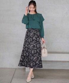 ANY SIS L 【洗える】スクエアラッフルカラー ブラウス