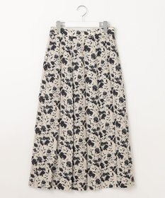 自由区 L 【洗える】リネンライクフラワープリント スカート