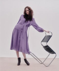 GRACE CONTINENTAL ドットラメジャガードドレス