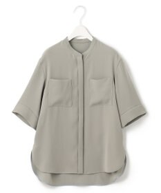 ICB 【UVカット・防シワ・洗える】ライトダブルクロス バンドカラーブラウス