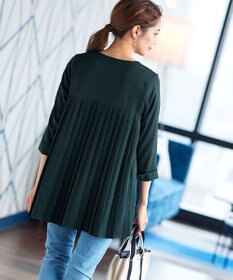 Tiaclasse 【洗える・スマート裏起毛】バックプリーツチュニックブラウス
