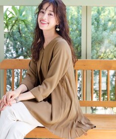 Tiaclasse 【洗える・スマート裏起毛】バックプリーツチュニックブラウス