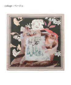 MOONBAT 【WEB限定】PAUL & JOE ACCESSOIRES シルクツイル キャットコラージュスカーフ 58×58cm