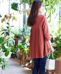 Tiaclasse 【洗える・スマート裏起毛】バックプリーツチュニックブラウス