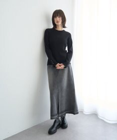 YECCA VECCA 袖釦クルーネックリブニット