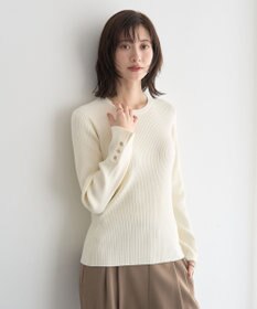 YECCA VECCA 袖釦クルーネックリブニット