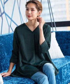 Tiaclasse 【洗える・スマート裏起毛】バックプリーツチュニックブラウス