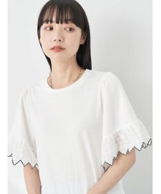 earth music&ecology 配色スカラップスリーブＴＥＥ