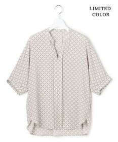 ICB 【新色追加・WEB限定カラーあり】BackSatinAmunzen 5分袖キーネックブラウス