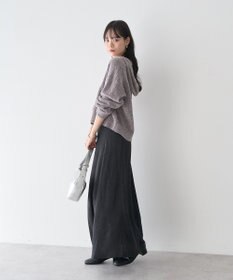 earth music&ecology ベロアフーディージップニットカーディガン