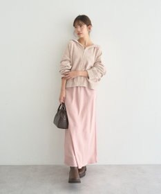 earth music&ecology ベロアフーディージップニットカーディガン