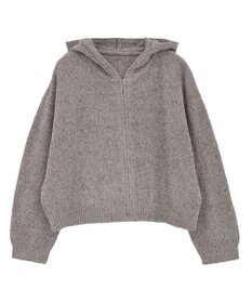 earth music&ecology ベロアフーディージップニットカーディガン