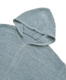 earth music&ecology ベロアフーディージップニットカーディガン