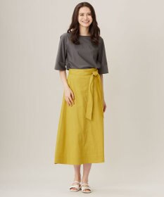 自由区 【洗える】リネンビスコースストレッチフレア スカート