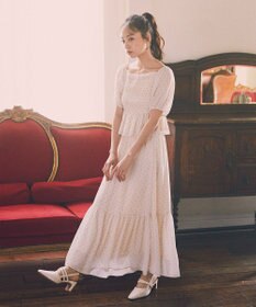 earth music&ecology ＳＥＴ２点フロッキードットブラウス＋スカート